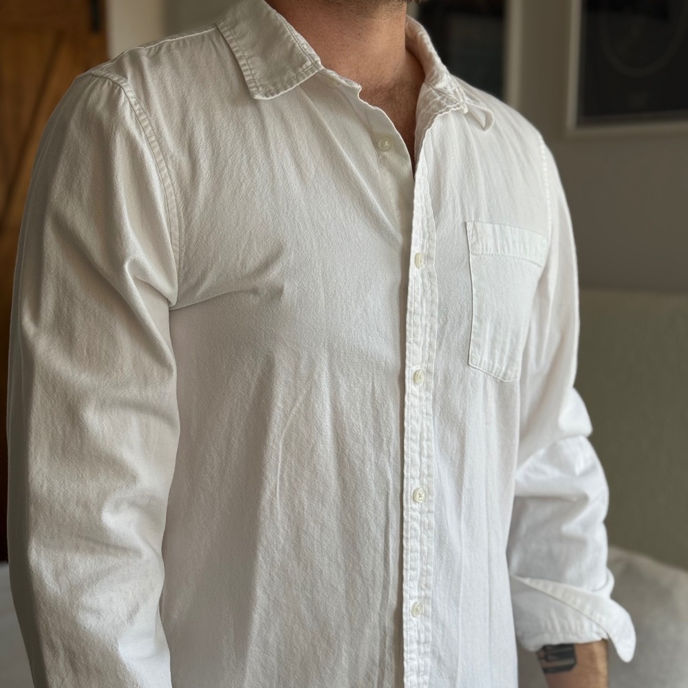 Buck Mason White One Pocket Button Down Shirt